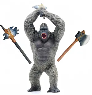 Gemini&Genius King Kong Toys Display, Rampage Toys Gorilla with 2Pcs Replaceable Weapons Battle Axe, Hand-Painted, Animal Collectible, Details Unique Model.