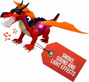 Geospace New Dragon Walking Dinosaur Toy – Smoke Breathing Fire Dragon Toy for Kids 3 & up, Walking Dinosaur Toys with Lights, Roaring Sound, Dragons Action Figure, Dragons for Gift (Luna)