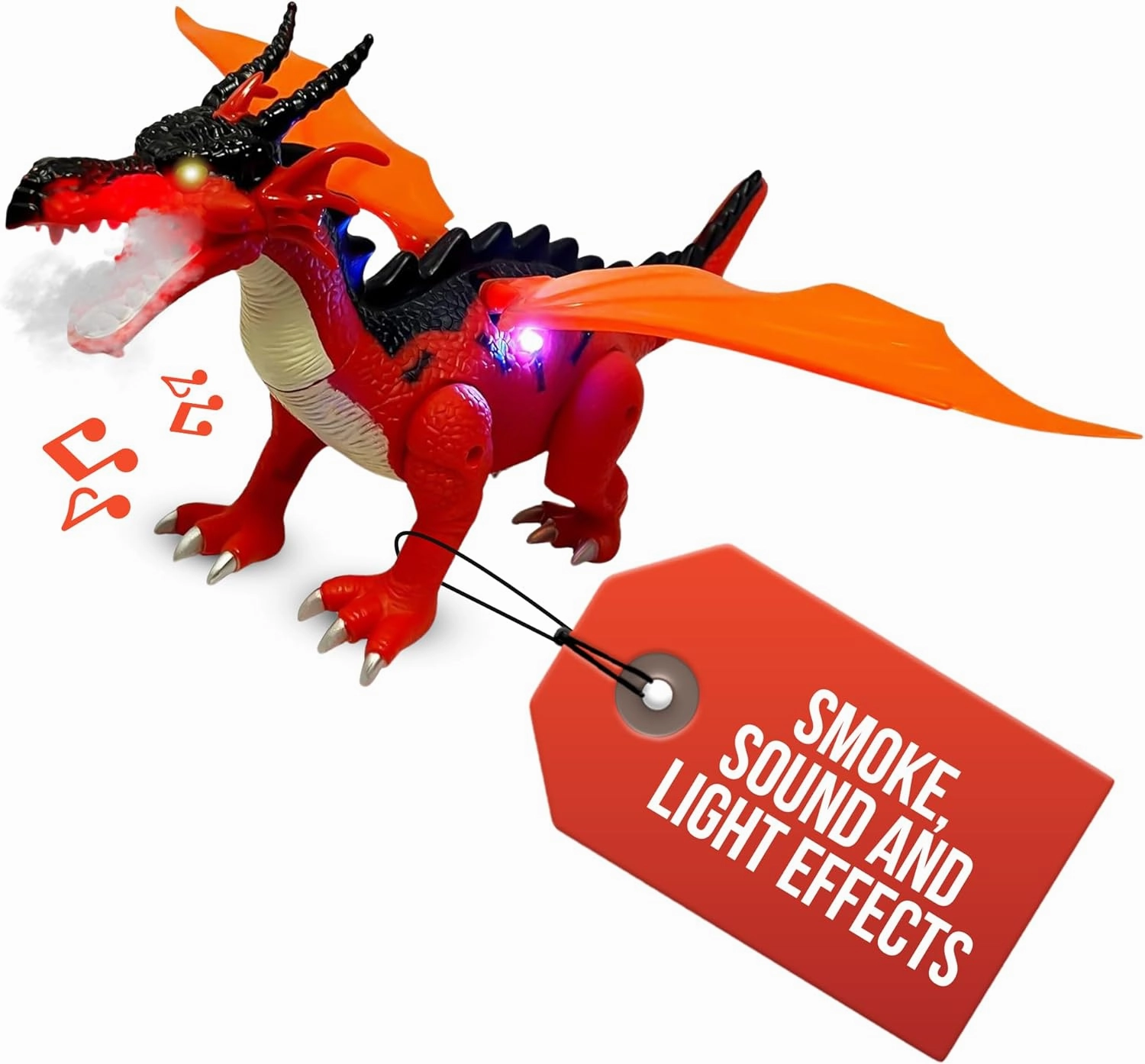 Geospace New Dragon Walking Dinosaur Toy – Smoke Breathing Fire Dragon Toy for Kids 3 & up, Walking Dinosaur Toys with Lights, Roaring Sound, Dragons Action Figure, Dragons for Gift (Luna)