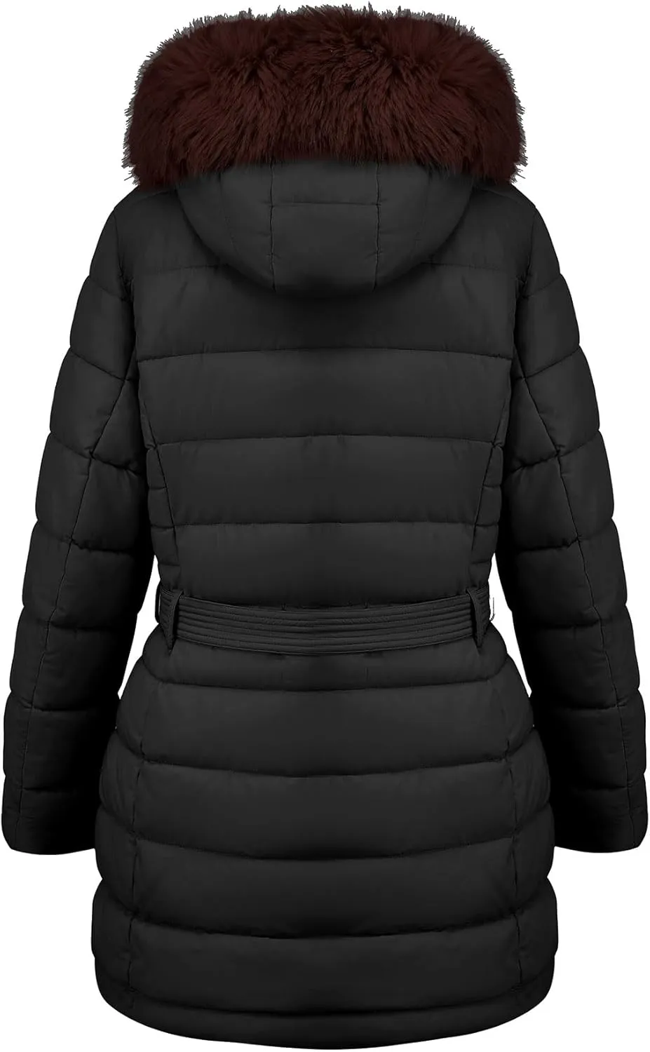 Geschallino Women's Puffer Coat Plus Size Winter Jacket Warm Hooded Thicken Long Padded Bubble Outerwear (1X-5X)
