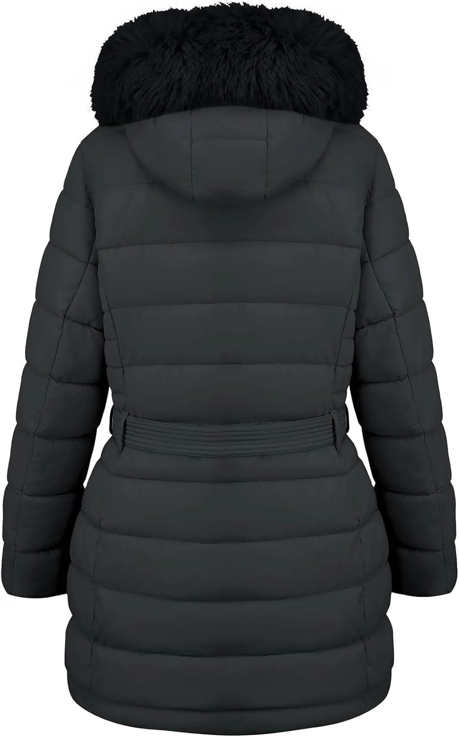 Geschallino Women's Puffer Coat Plus Size Winter Jacket Warm Hooded Thicken Long Padded Bubble Outerwear (1X-5X)