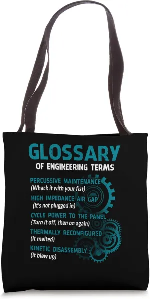 Glossary Of Engineering Terms Funny Engineer Definition Tote Bag