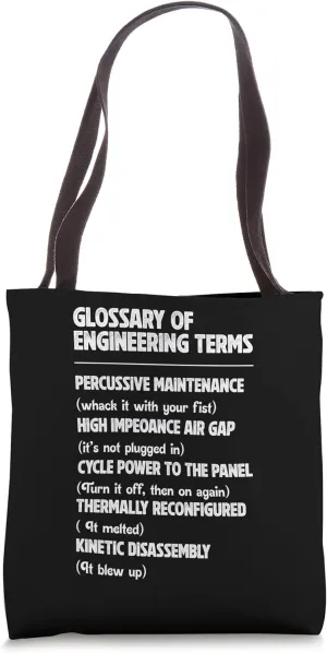 Glossary Of Engineering Terms Percussive Maintenance Air Gap Tote Bag