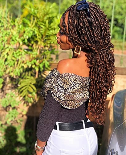 Goddess Locs Crochet Hair 14 Inch, 7 Packs Pre Looped Bohemian Faux Locs Crochet Hair For Black Women, Boho Style Synthetic Crochet Locs Braids (14 Inch, 7 Packs, T1B30)