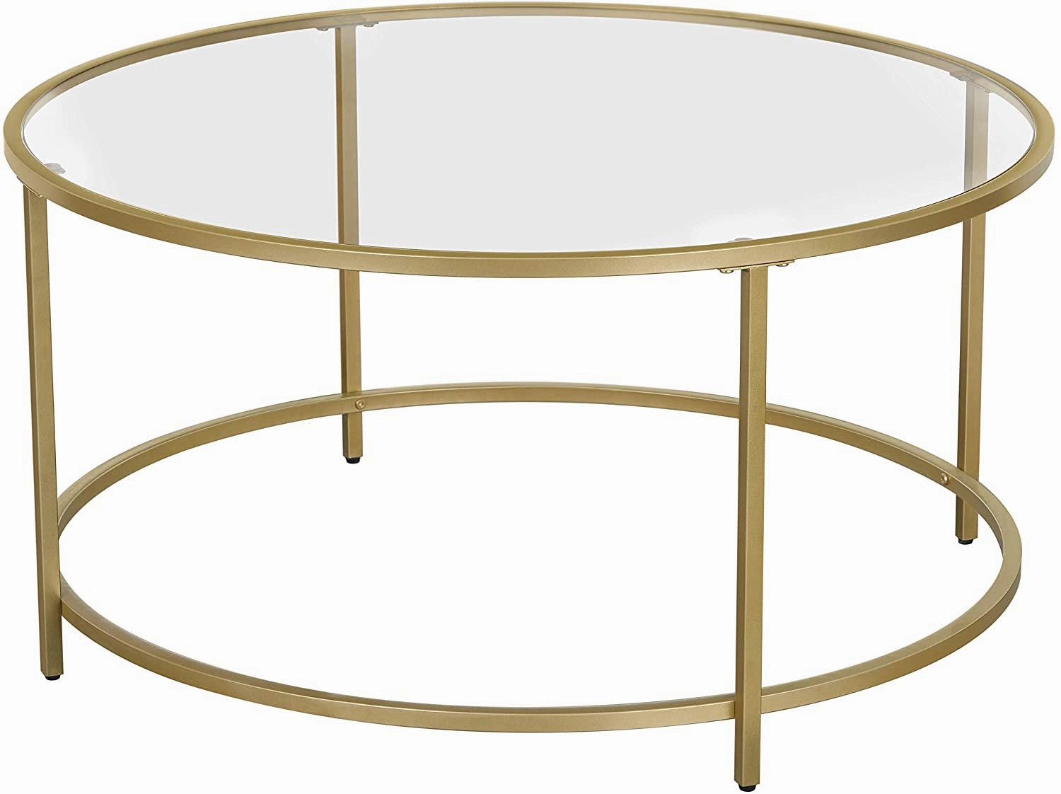 Gold Glass Table with Golden Iron Frame Stable and Robust Tempered Glass