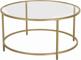 Gold Glass Table with Golden Iron Frame Stable and Robust Tempered Glass