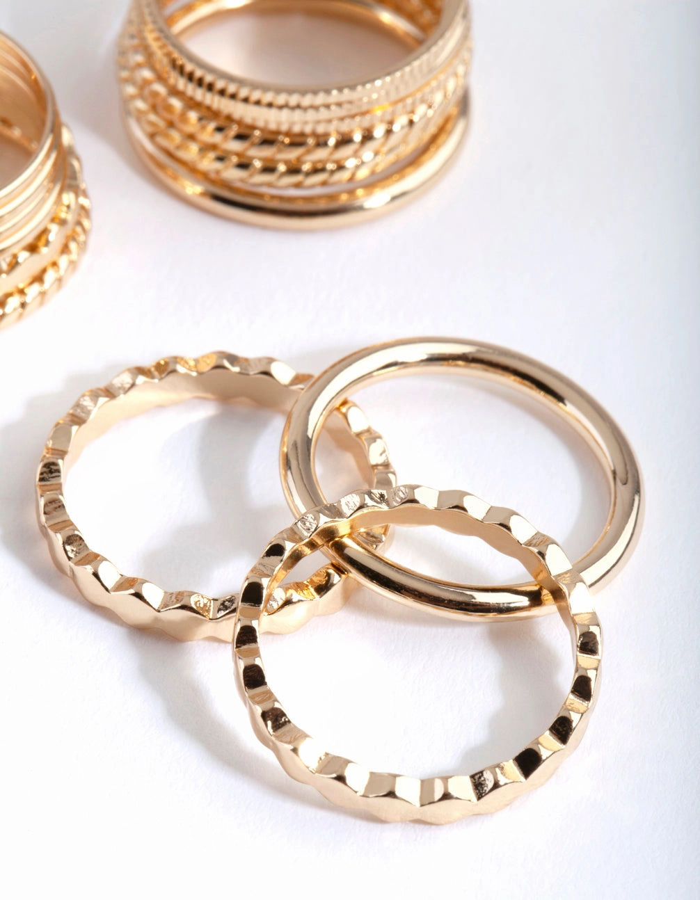 Gold Textured Band Ring 8-Pack