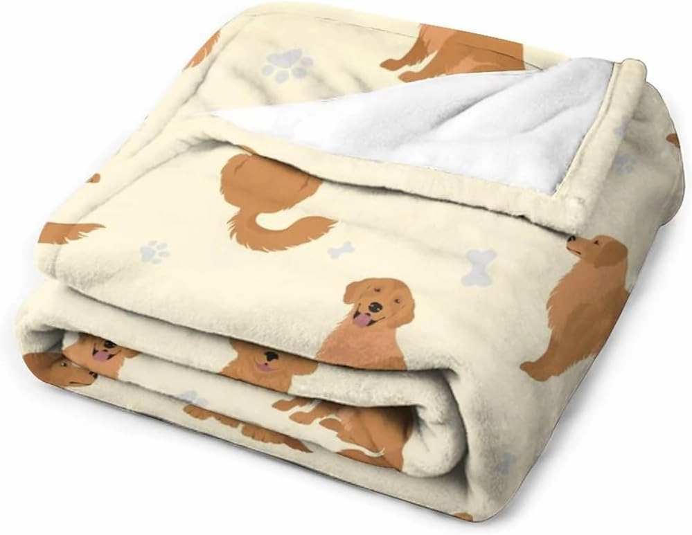 Golden Retriever Fleece Blanket – Ultra-Soft Fleece Throw Blanket, Lightweight and Cozy for Couch, Bed, Travel, Gift for Dog Lovers (Dog-A, 50-60 in)
