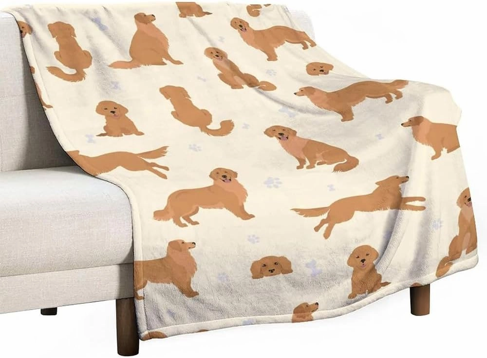 Golden Retriever Fleece Blanket – Ultra-Soft Fleece Throw Blanket, Lightweight and Cozy for Couch, Bed, Travel, Gift for Dog Lovers (Dog-A, 50-60 in)
