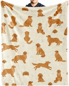 Golden Retriever Fleece Blanket – Ultra-Soft Fleece Throw Blanket, Lightweight and Cozy for Couch, Bed, Travel, Gift for Dog Lovers (Dog-A, 50-60 in)