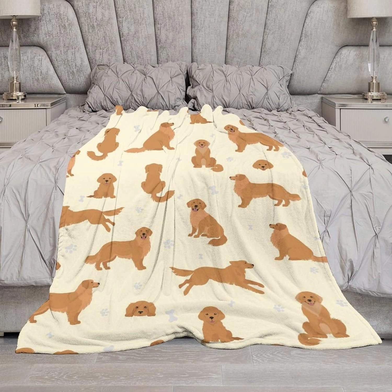 Golden Retriever Fleece Blanket – Ultra-Soft Fleece Throw Blanket, Lightweight and Cozy for Couch, Bed, Travel, Gift for Dog Lovers (Dog-A, 50-60 in)