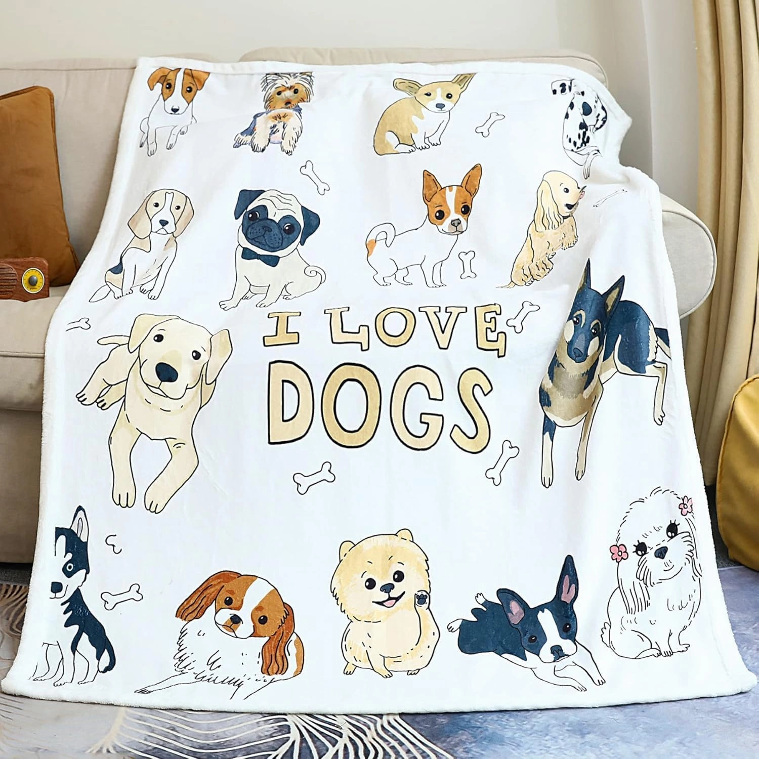 Golden Retriever Fleece Blanket – Ultra-Soft Fleece Throw Blanket, Lightweight and Cozy for Couch, Bed, Travel, Gift for Dog Lovers (Dog-B, 50-60 in)