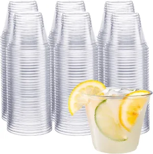 GUSTO [9 oz - 300 Count Clear Plastic Cups, Sturdy & BPA-Free Disposable Cups for Parties, Cocktails, Wine, Smoothies & Cold Beverages – Crystal-Clear, Durable, and Food Safe - Formerly Comfy Package