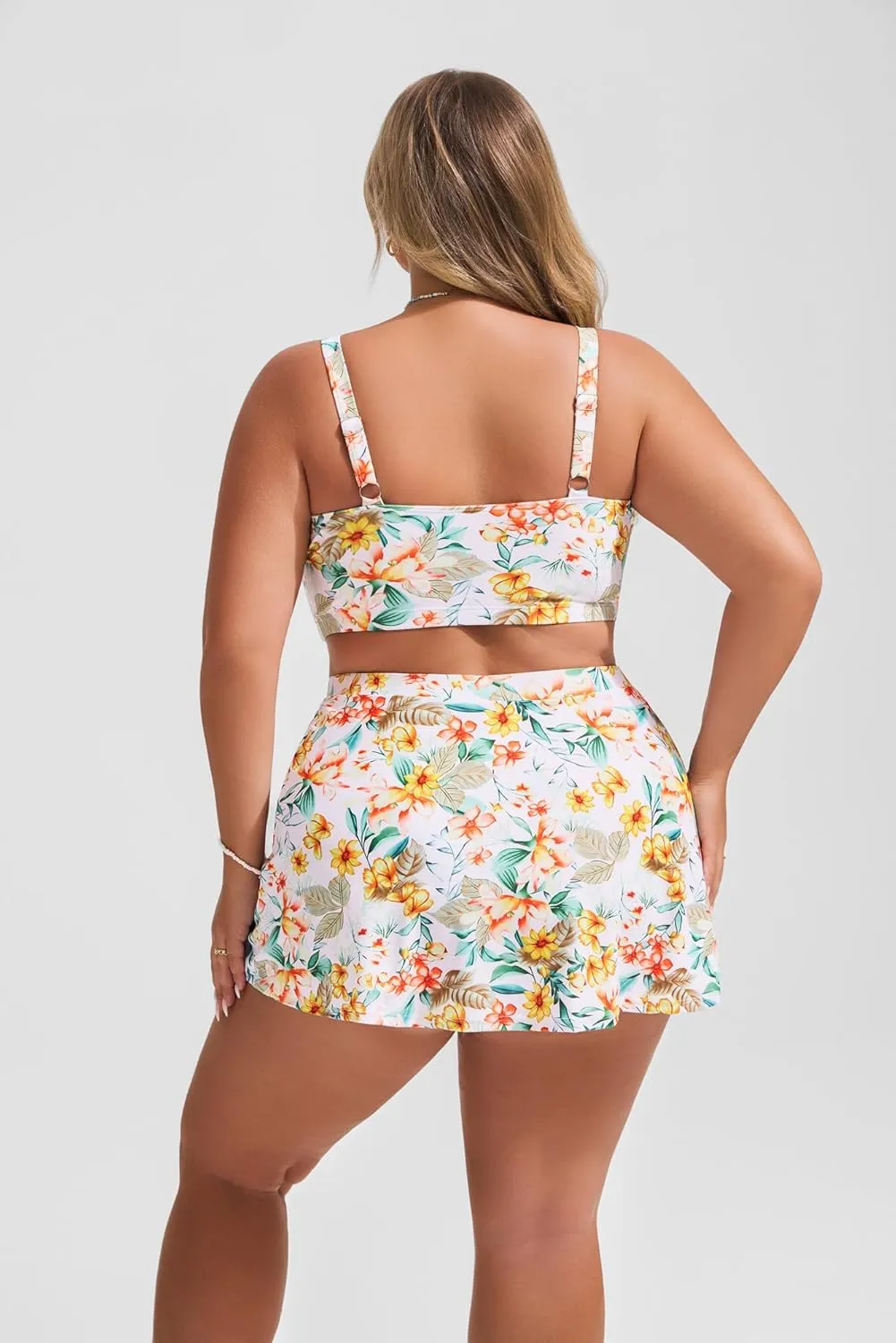 Hanna Nikole Womens High Waisted Bikini Sets Tummy Control Swimsuits Drawstring Swim Skirt Swim Suits for Women 2025