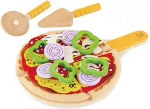 Hape Homemade Wooden Pizza Play Kitchen Food Set and Accessories, Multicolor, 3 Years and up (E3129)