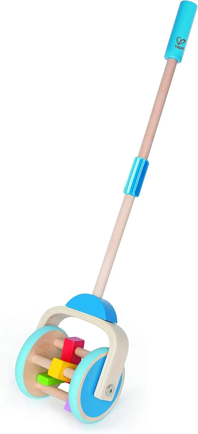 Hape Wooden Push and Pull Lawn Mower for Babies| Push Along Activity Walking Toy for Toddlers 12 Months and Up