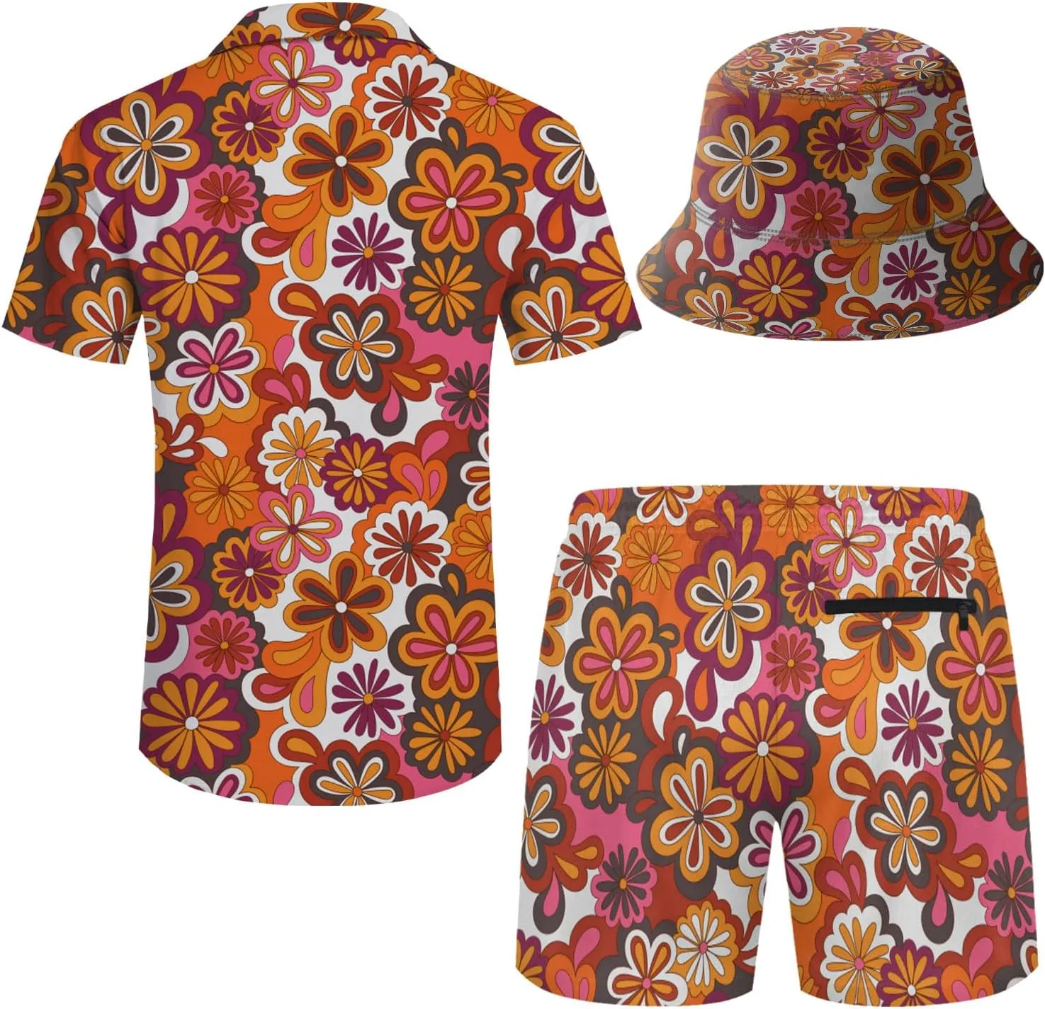 Hawaiian MenS 2 Piece Outfits Rave Duck Shirts Shorts Outfits Tropical Set with Hat