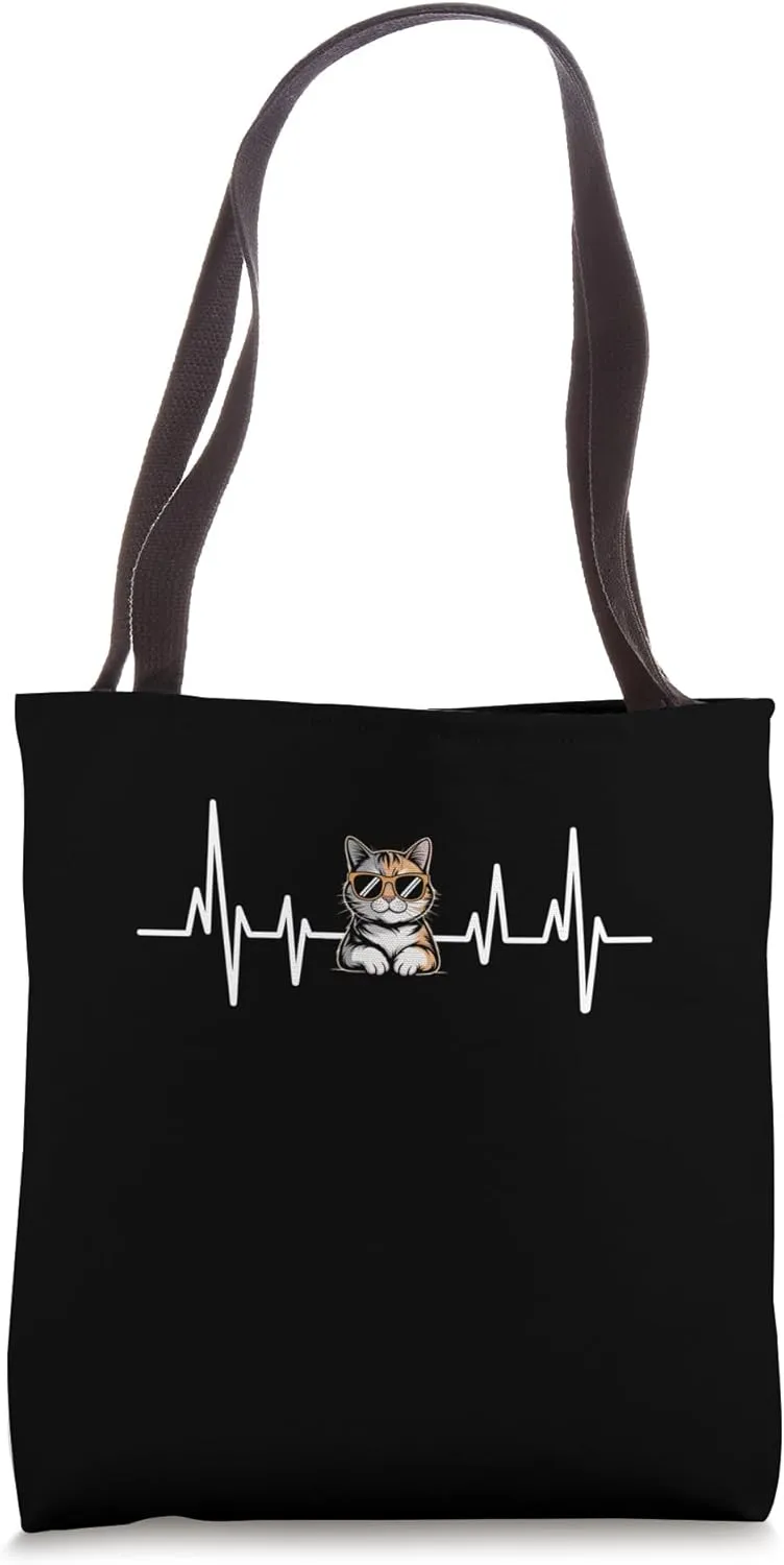 Heartbeat Cat Cat Lover Feline Pet Meow Love Cats Tote Bag