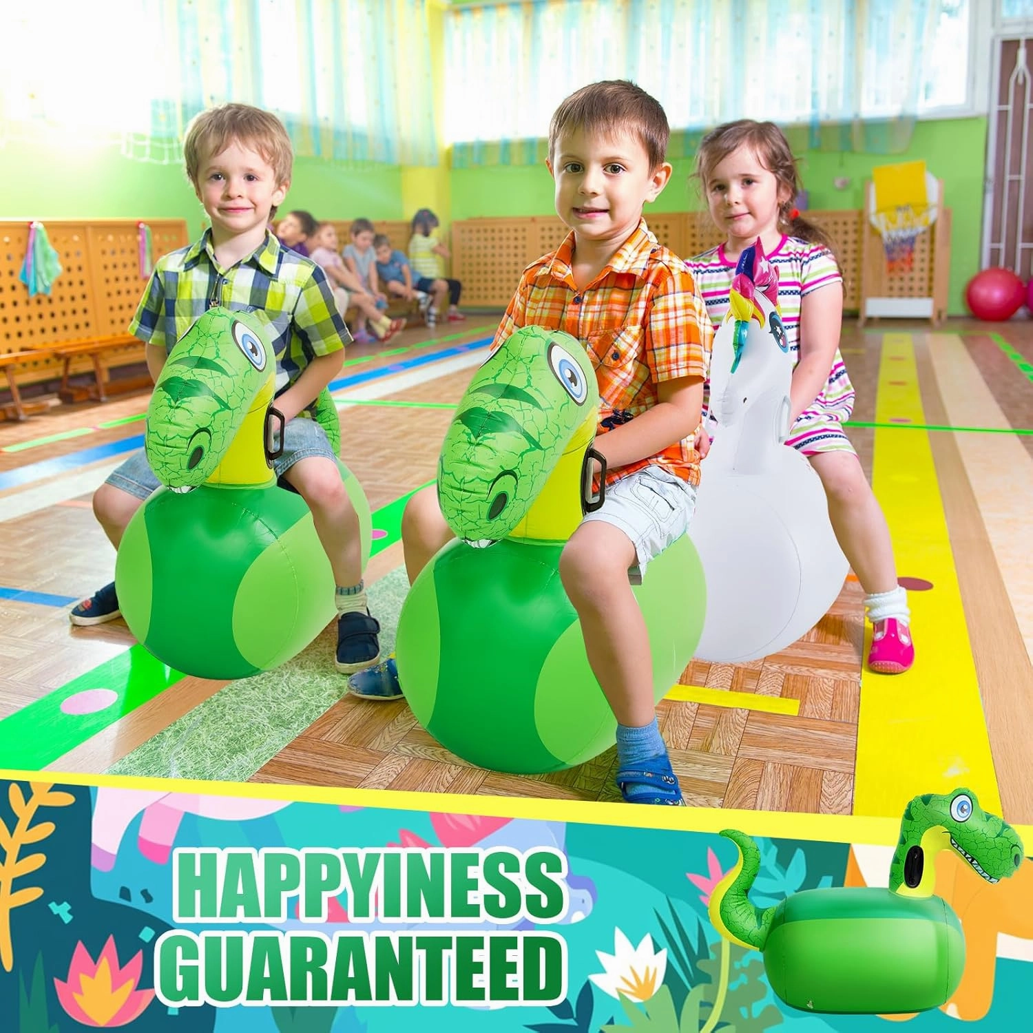 Hiboom 2 Pcs Giant Inflatable Hopping Toys 51 Inch Bouncer Animal Toys Ride on Toy Hopping Toy Hopper for Birthday Party Gifts Supports up to 250 Pounds, Ages 6 and up (Dinosaur,Unicorn)