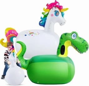 Hiboom 2 Pcs Giant Inflatable Hopping Toys 51 Inch Bouncer Animal Toys Ride on Toy Hopping Toy Hopper for Birthday Party Gifts Supports up to 250 Pounds, Ages 6 and up (Dinosaur,Unicorn)