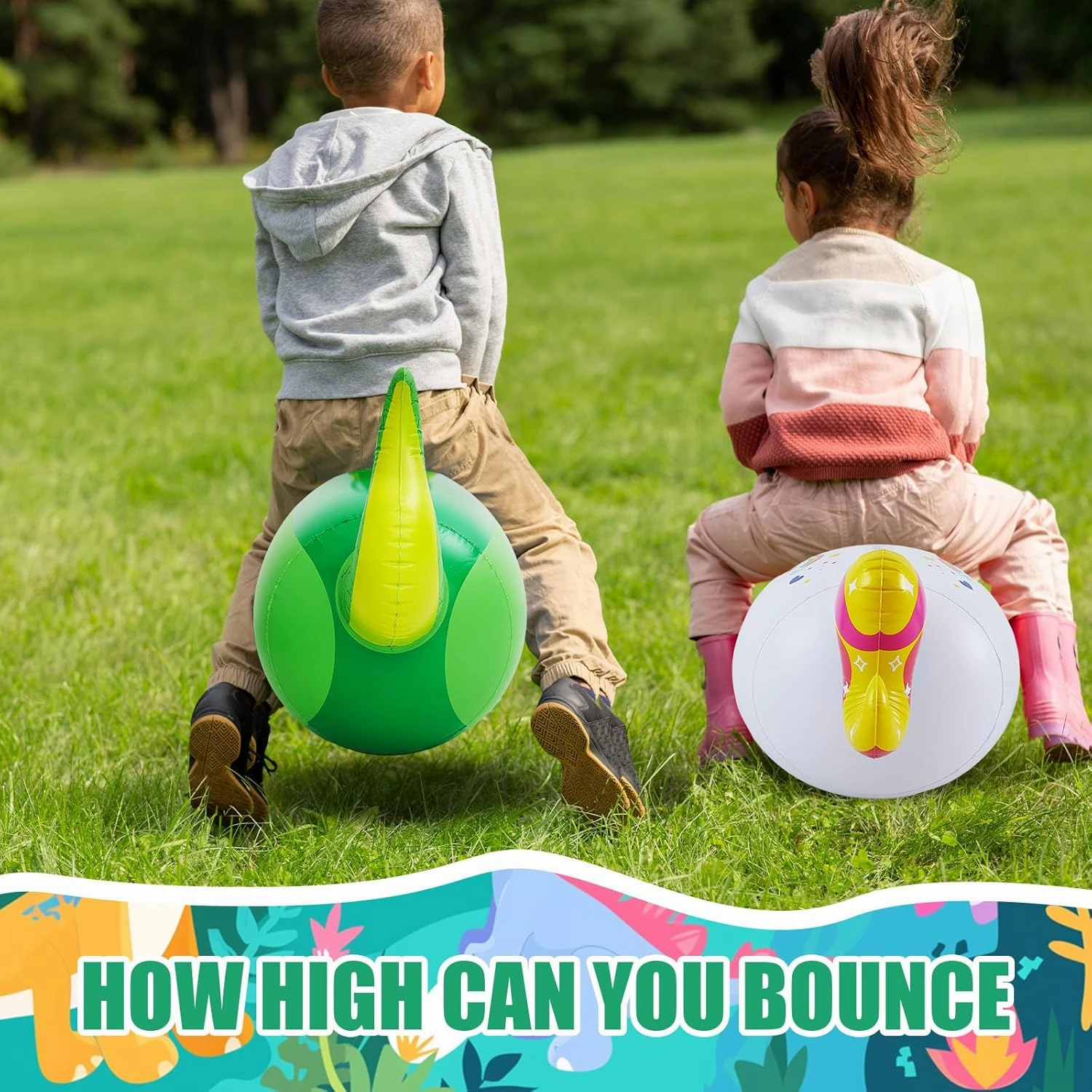 Hiboom 2 Pcs Giant Inflatable Hopping Toys 51 Inch Bouncer Animal Toys Ride on Toy Hopping Toy Hopper for Birthday Party Gifts Supports up to 250 Pounds, Ages 6 and up (Dinosaur,Unicorn)