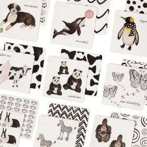 High Contrast Baby Toys for Newborn (Set of 10) - Minimalist 0-3 Month Toys (5.5” x 5.5” x 0.75”) - Durable Black and White Baby Toys 0-3 Months - Curious Baby Activity Cards & Infant Tummy Time Toys