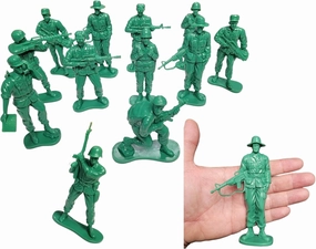 Highly Detailed Large Green US Army Men Action Figures Soldier Set. (3.5" - 5") Plastic. Military Toy Men (12 Pack)
