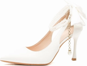 HNVAVQ Womens High Heel Pumps Office Work Pointed Toe Party Prom Wedding Bridal Shoes Ladies Stiletto Heels Court Shoe with Pearls Ankle Strap
