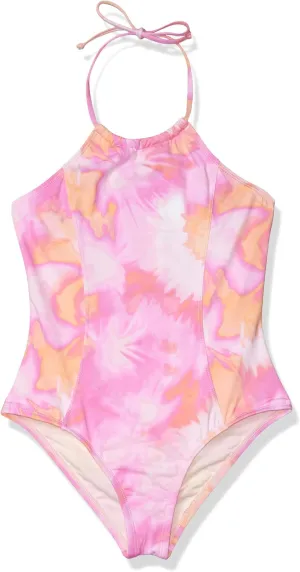 Hobie Girls High Neck Halter One Piece Swimsuit