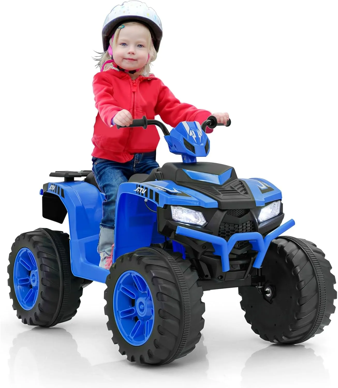 HONEY JOY 24V Kids ATV, 4 Wheeler Battery Power Ride On ATV Toy for Big Kids, LED Lights, High/Low Speed, Treaded Tires, Music, Off-Road Toddler Quad, Electric Car for Boys Girls (Blue)