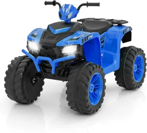 HONEY JOY 24V Kids ATV, 4 Wheeler Battery Power Ride On ATV Toy for Big Kids, LED Lights, High/Low Speed, Treaded Tires, Music, Off-Road Toddler Quad, Electric Car for Boys Girls (Blue)