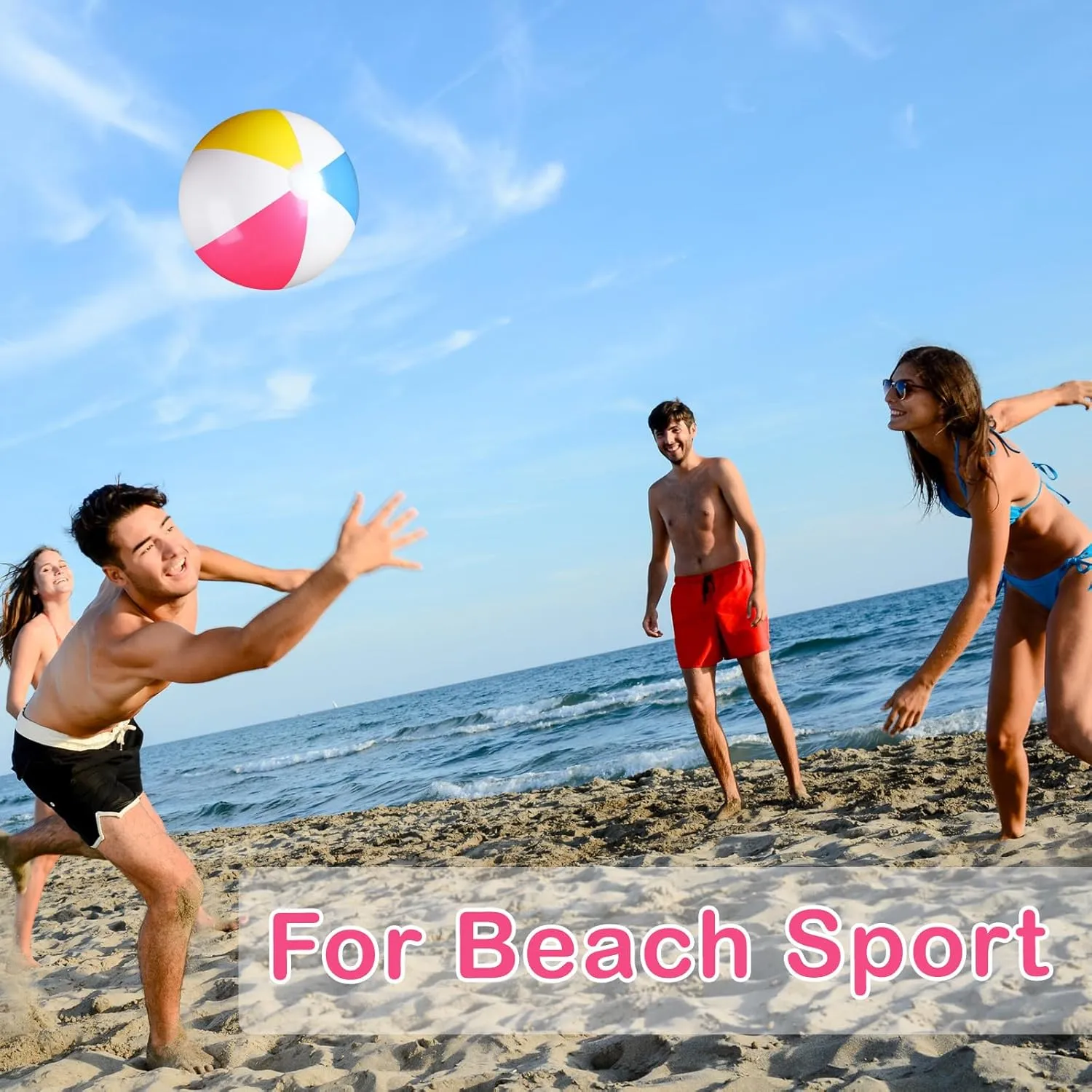 Honoson 30 Pack 20 Inch Beach Balls Inflatable Swimming Pool Game Toys Large Blow up Beach Balls Bulk for Summer Swimming Party Birthday Supplies(Rose Red, Yellow, Blue and White)