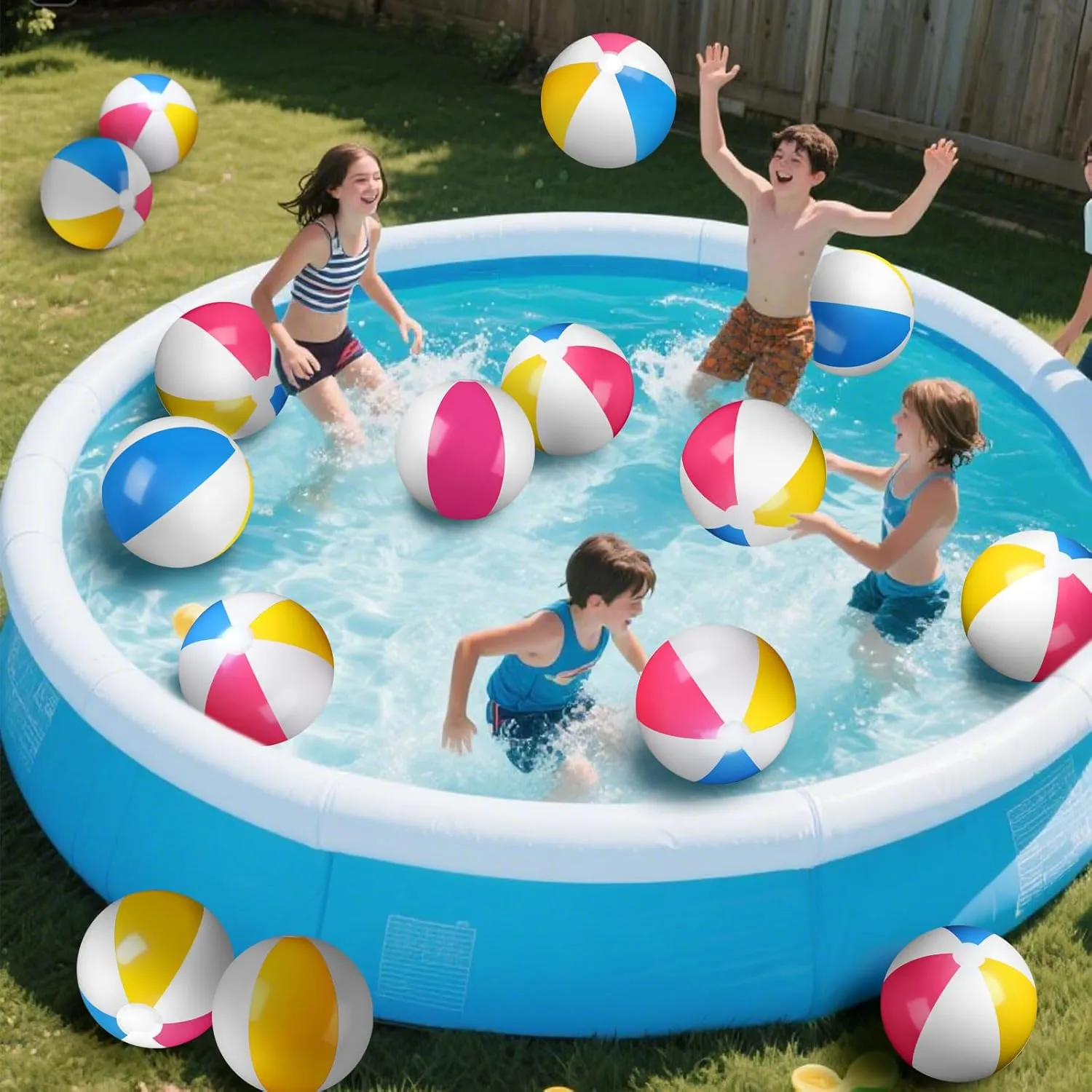 Honoson 30 Pack 20 Inch Beach Balls Inflatable Swimming Pool Game Toys Large Blow up Beach Balls Bulk for Summer Swimming Party Birthday Supplies(Rose Red, Yellow, Blue and White)