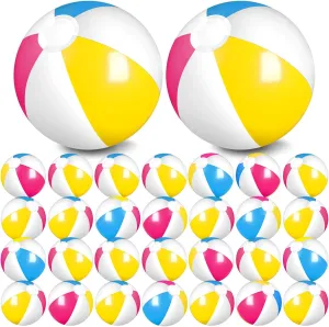Honoson 30 Pack 20 Inch Beach Balls Inflatable Swimming Pool Game Toys Large Blow up Beach Balls Bulk for Summer Swimming Party Birthday Supplies(Rose Red, Yellow, Blue and White)