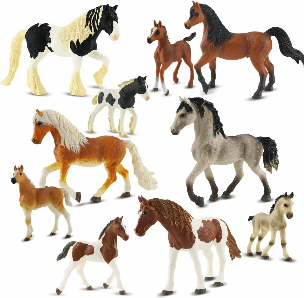 Horse Figurine Set -10 PCS Realistic Horse Figure Toys for Toddlers -Educational Gift for Kids-Perfect Party Favors-Animal Figur Learnig Toys
