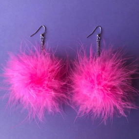 Hot Pink Fluffy Earrings