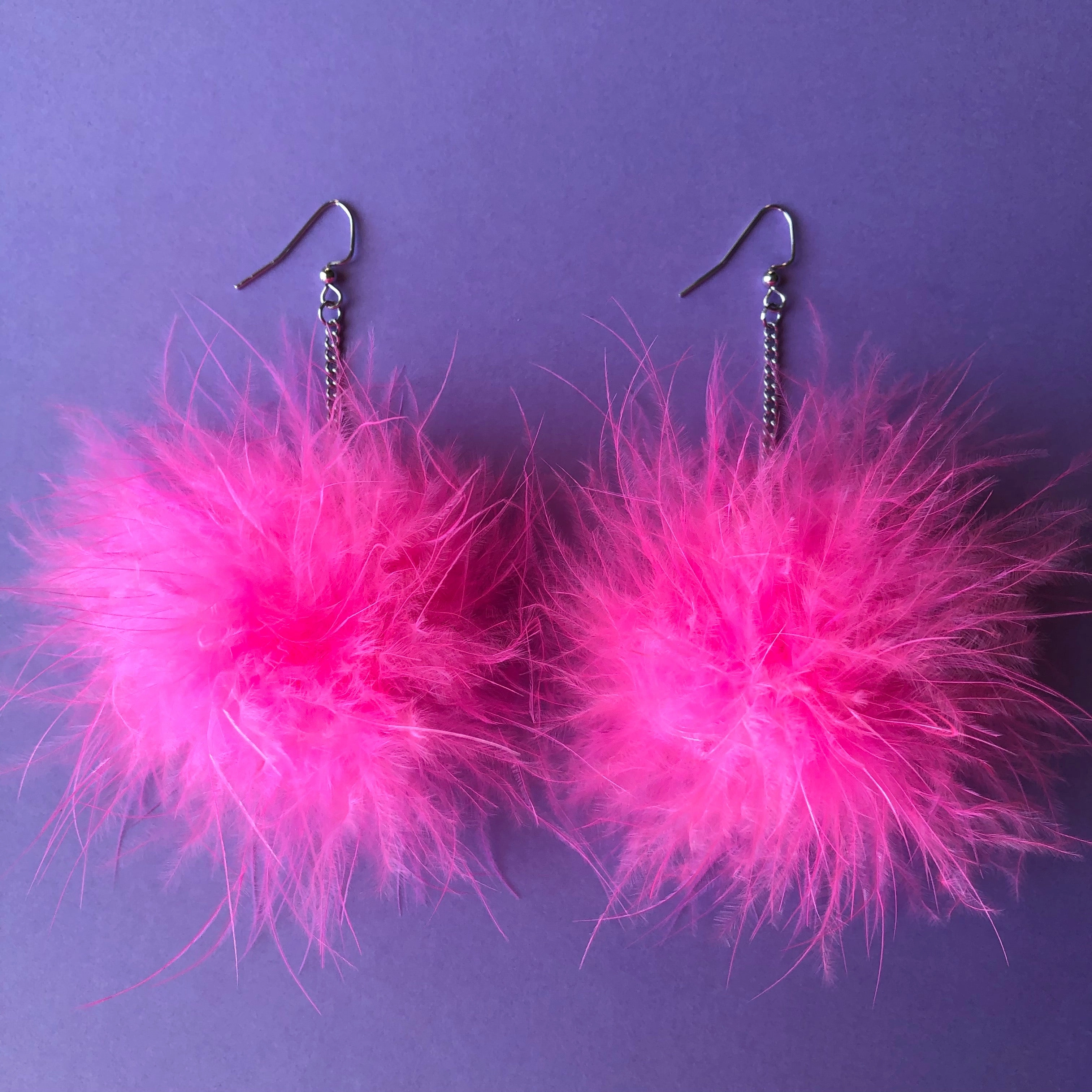 Hot Pink Fluffy Earrings