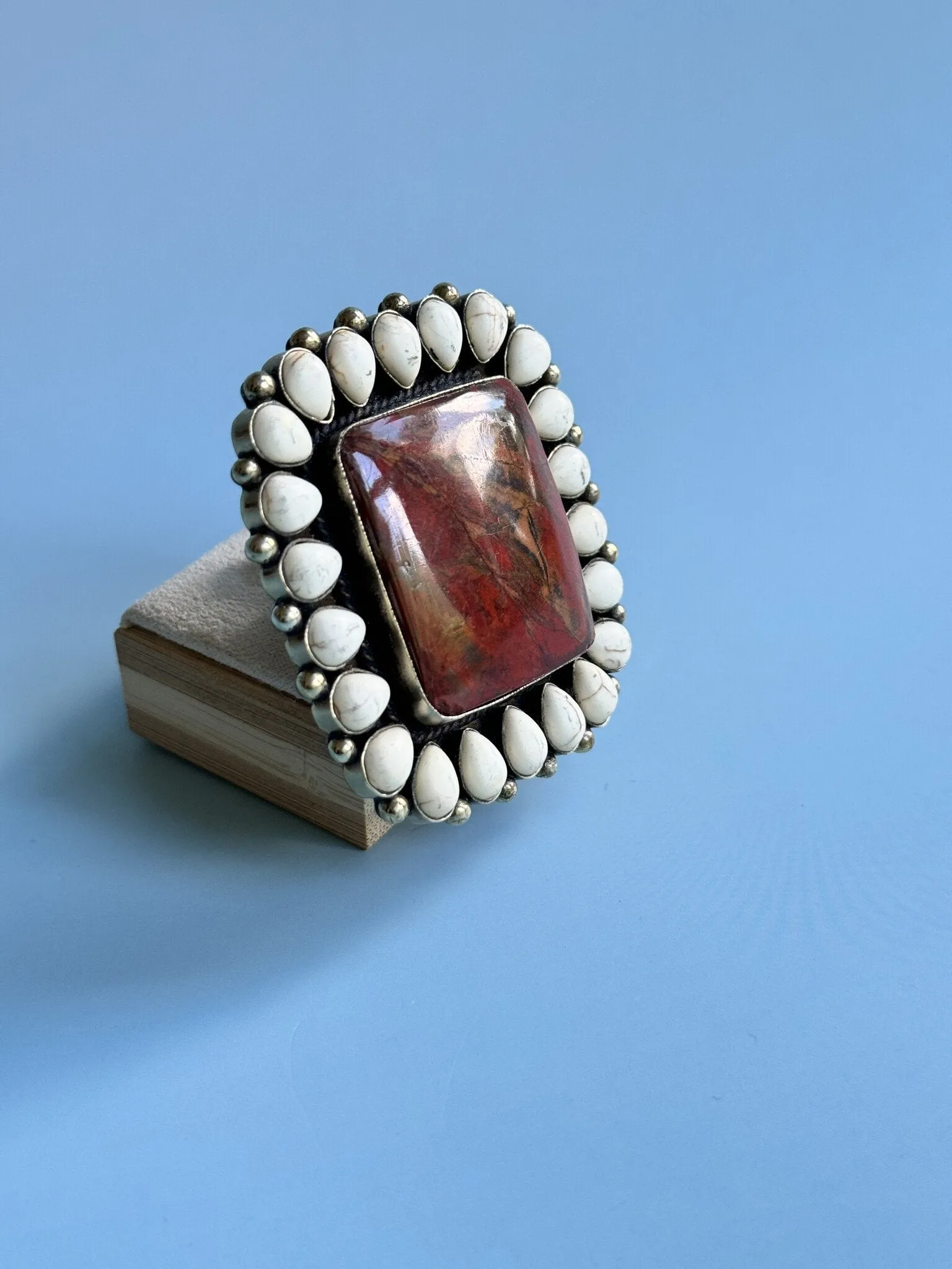 Howlite Marquis Ring