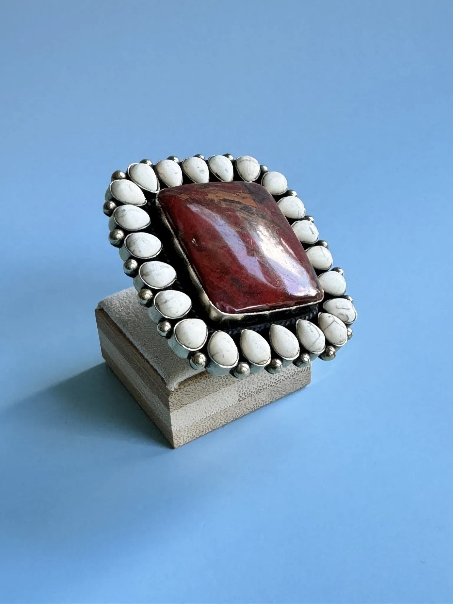 Howlite Marquis Ring