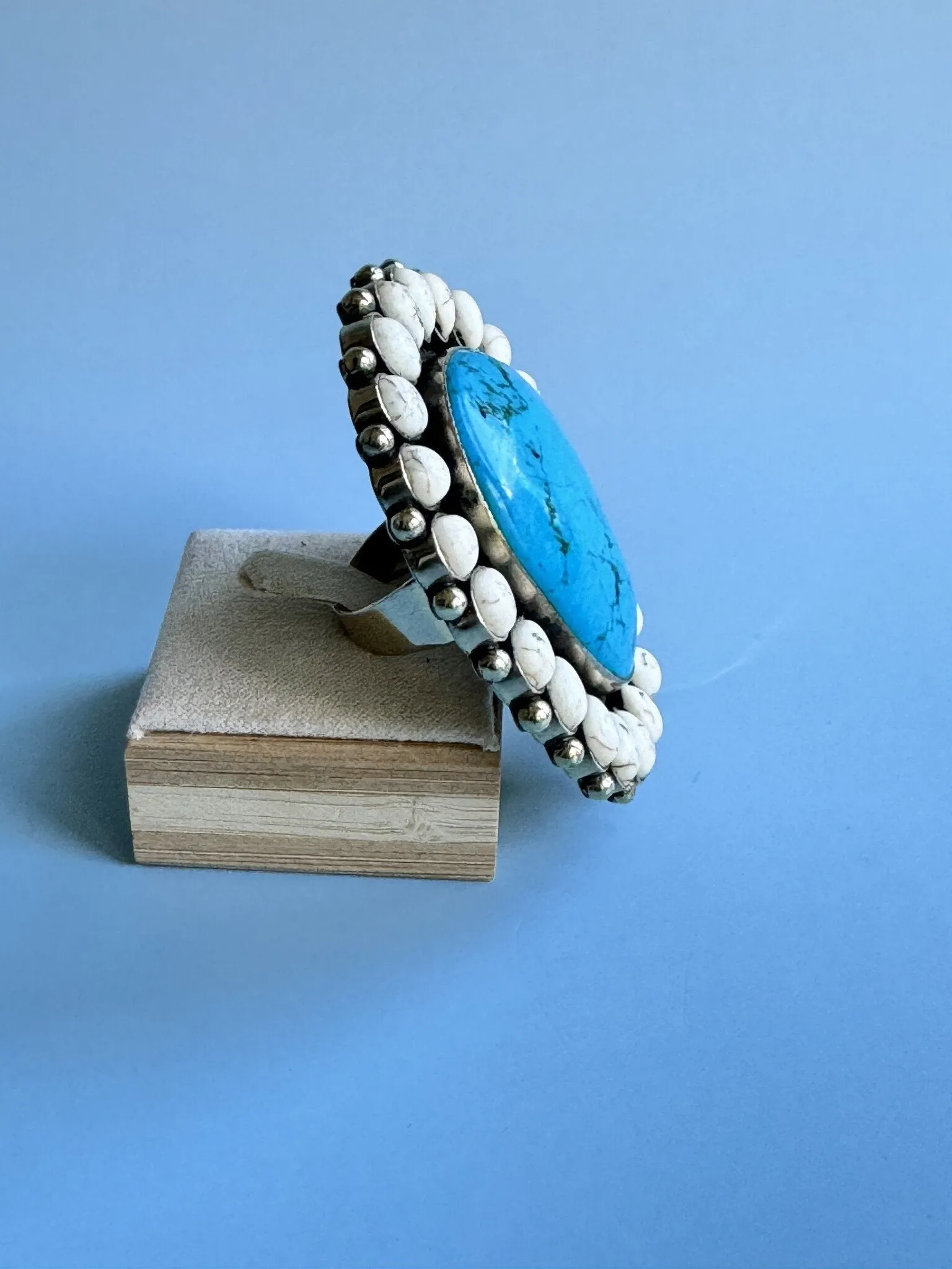Howlite Marquis Ring