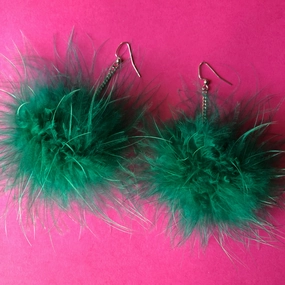 Hunter Green Fluffy Earrings