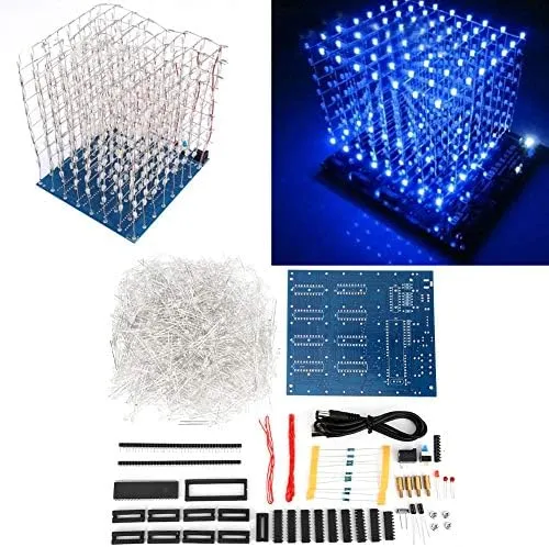 HURRISE Led Cube, Led Cube Lights, 3D Led Cube Light Cube Kit 8X8X8 Cm Led Light Group Cube DIY Kit Luminous Cube for Kids/Teenager Learning Activities