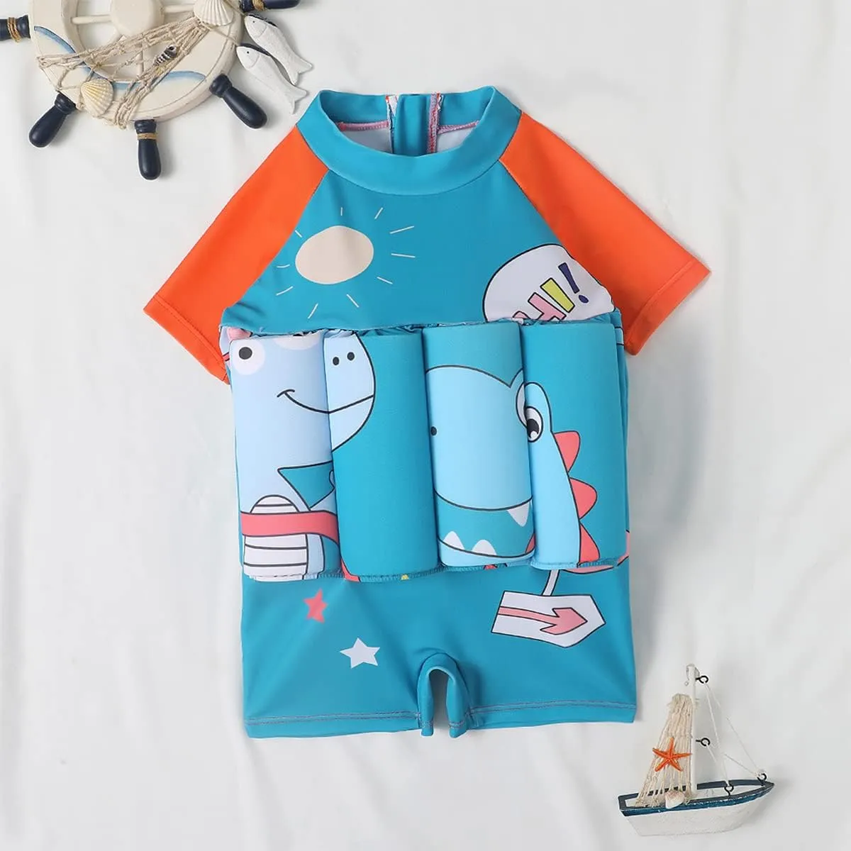 IDOPIP Kids Boys Girls Floatation Swimsuit with Adjustable Buoyancy Baby Float Suit Swim Vest One Piece Swimwear Bathing Suit