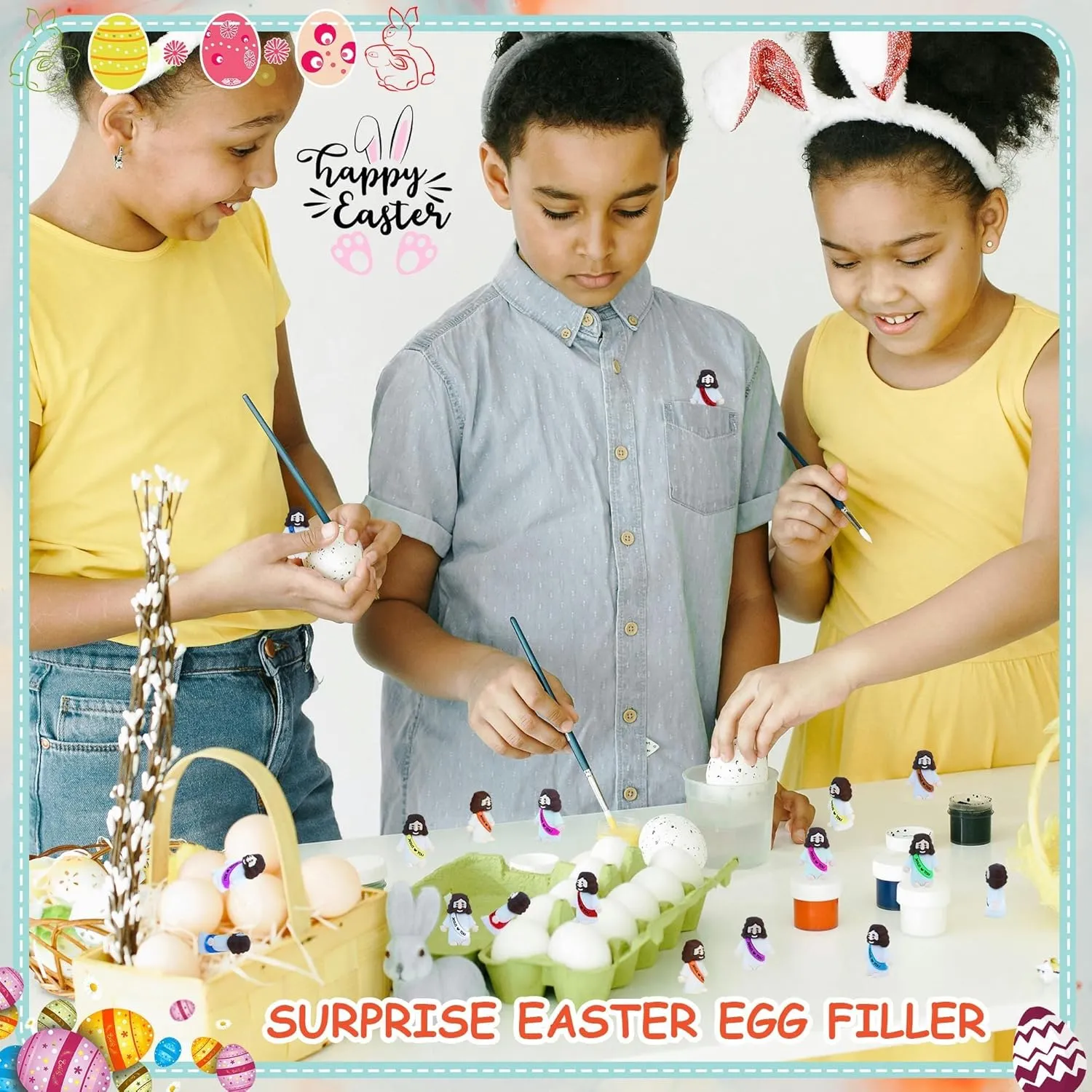 ILHSTY 100 Pcs Little Jesus Figures – Mini Rubber Jesus Toys Jesus Love You for Easter Egg Fillers Egg Hunts Religious Party Favors Gifts Hide and Seek Baptism Gifts Sunday School (Mix 10 Color *100)