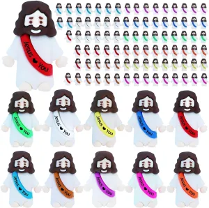 ILHSTY 100 Pcs Little Jesus Figures – Mini Rubber Jesus Toys Jesus Love You for Easter Egg Fillers Egg Hunts Religious Party Favors Gifts Hide and Seek Baptism Gifts Sunday School (Mix 10 Color *100)