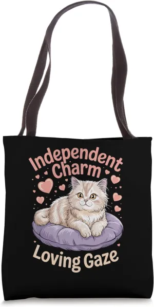 Independent Charm Loving Gaze Cat Lover Feline Pet Meow Tote Bag