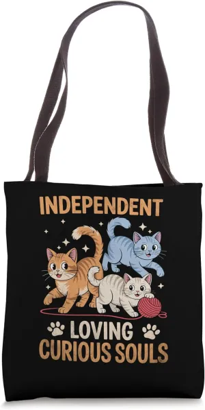 Independent Loving Curious Souls Cat Lover Feline Pet Meow Tote Bag