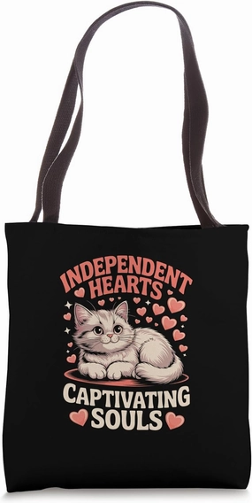 Independent Hearts Captivating Souls Cat Lover Feline Pet Tote Bag