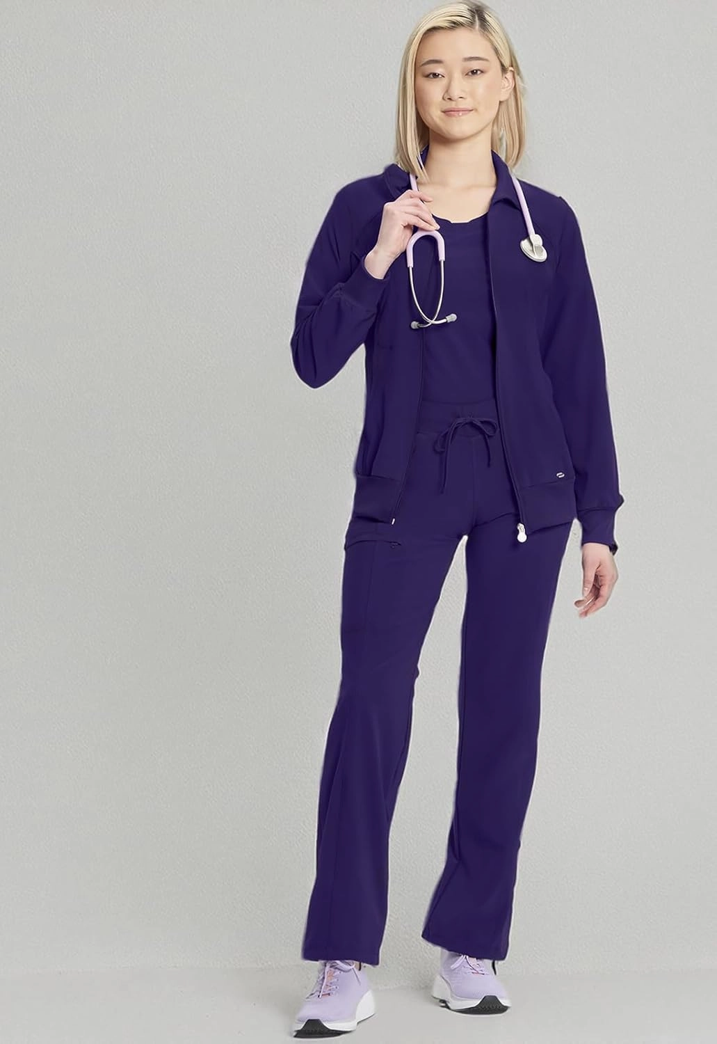 Infinity by Cherokee Zip Front Scrub Jackets for Women, 4-Way Stretch Fabric, 2391A