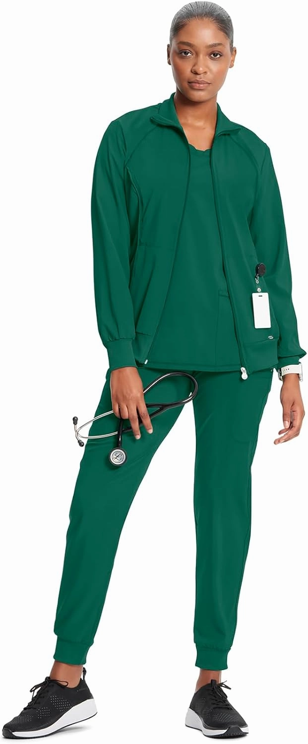 Infinity by Cherokee Zip Front Scrub Jackets for Women, 4-Way Stretch Fabric, 2391A